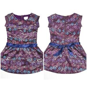 American Girl | Girl | Brocade Jacquard Plum Gold Shimmer Floral Dress | Size 7